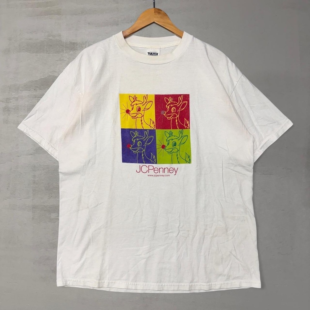 Vintage 90s JCPenney T-Shirt White Rudolph Pop Art Vintage Graphic XL